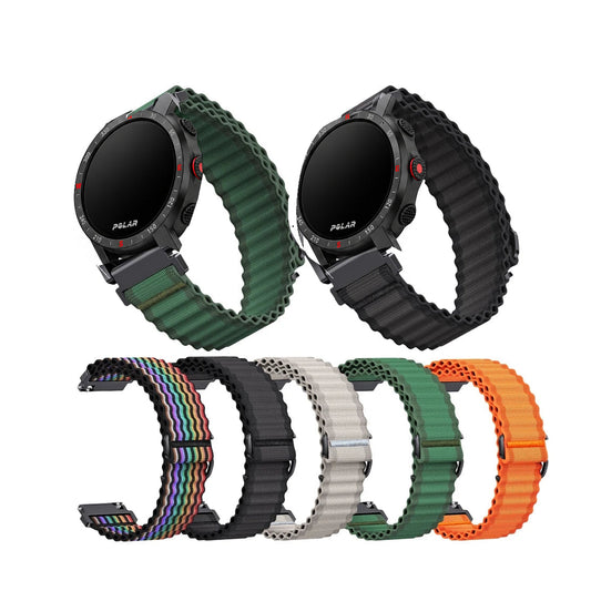 Polar Vantage, Grit X & Ignite Ribbed Nylon Loop Band, Wavy Edges BandsCo Straps
