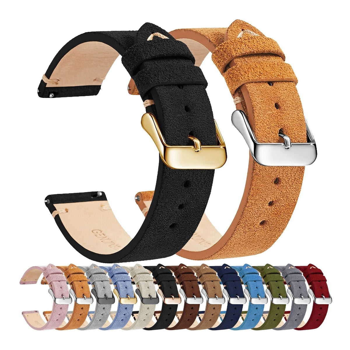 Polar Vantage, Grit X & Ignite Suede Leather Band, Contrast Stitching BandsCo Straps