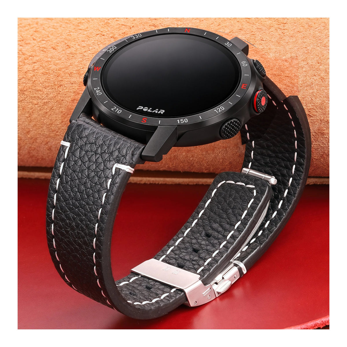 Polar Vantage, Grit X & Ignite Pebbled Leather Band, Folding Clasp BandsCo Straps