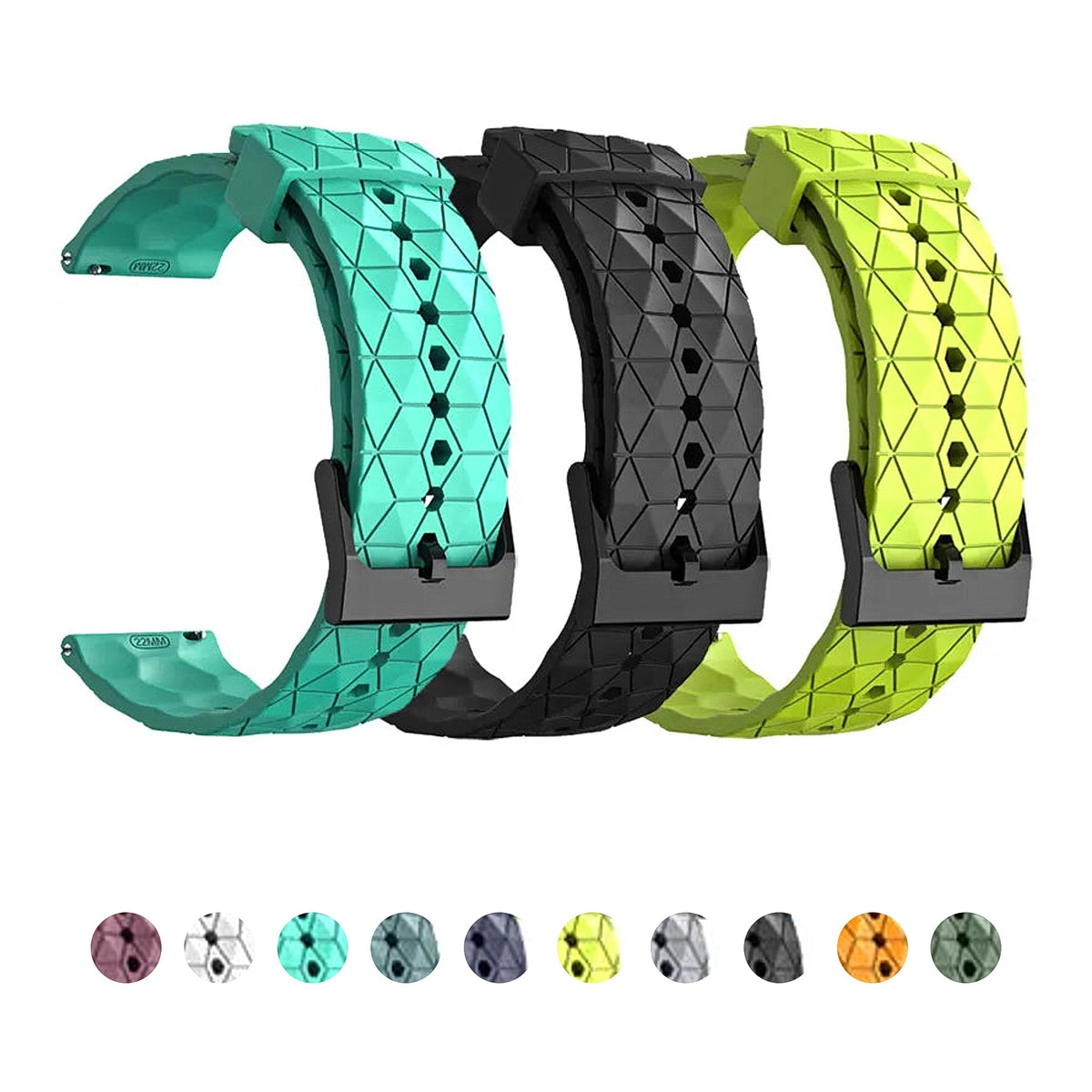 Polar Vantage, Grit X & Ignite Geometric Silicone Band, Black Buckle BandsCo Straps