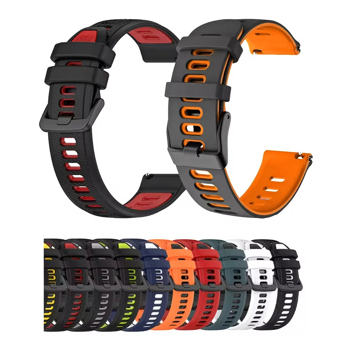 Polar Vantage, Grit X & Ignite Two-Tone Silicone Band, Rectangle Holes BandsCo Straps