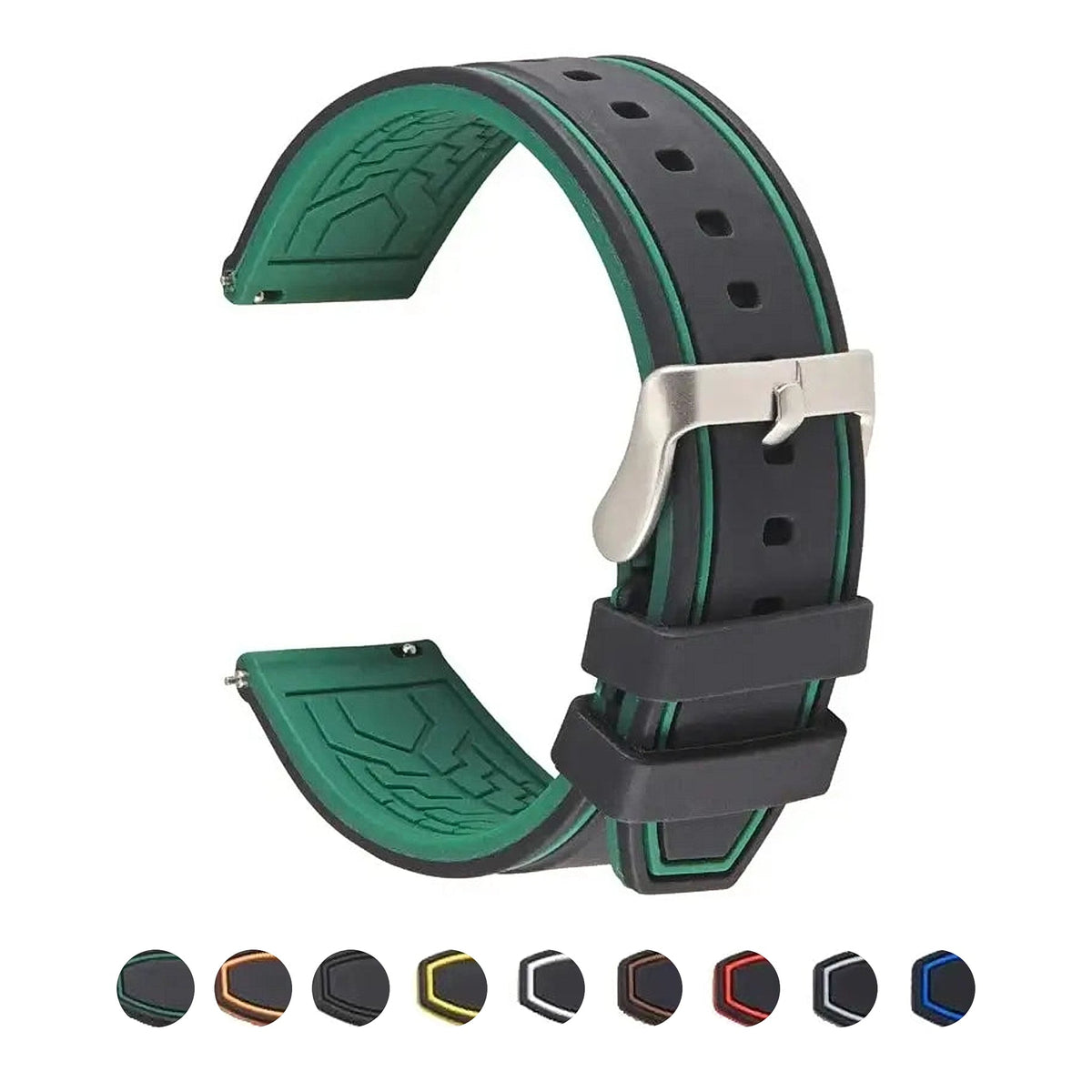 Suunto Race, Vertical & 9 Peak Two-Tone Silicone Band, Edge Stripes BandsCo Straps