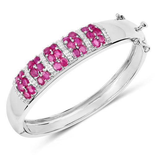 6.65 Carat Genuine Ruby and White Topaz .925 Sterling Silver Bracelet Bids.com