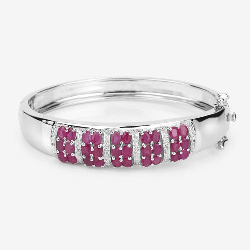 6.65 Carat Genuine Ruby and White Topaz .925 Sterling Silver Bracelet Bids.com