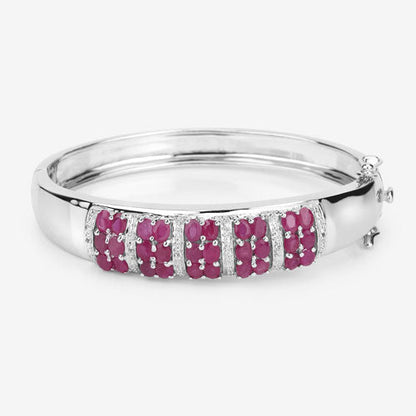 6.65 Carat Genuine Ruby and White Topaz .925 Sterling Silver Bracelet Bids.com