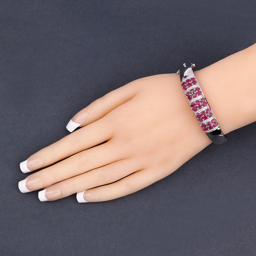 6.65 Carat Genuine Ruby and White Topaz .925 Sterling Silver Bracelet Bids.com