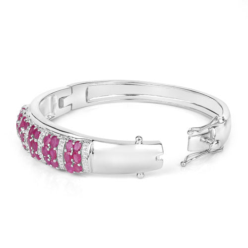 6.65 Carat Genuine Ruby and White Topaz .925 Sterling Silver Bracelet Bids.com