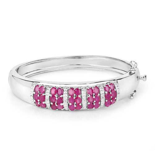 6.65 Carat Genuine Ruby and White Topaz .925 Sterling Silver Bracelet Bids.com