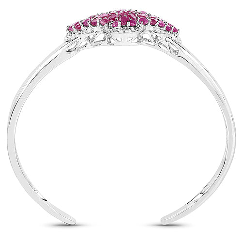 7.38 Carat Glass Filled Ruby, Ruby and White Topaz .925 Sterling Silver Bangle Bids.com