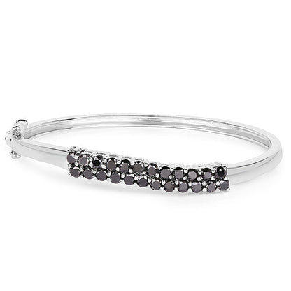 3.53 Carat Genuine Black Diamond .925 Sterling Silver Bangle Bids.com