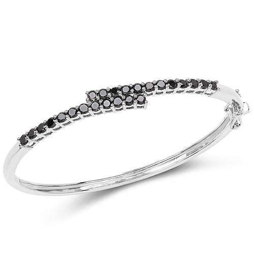 2.52 Carat Genuine Black Diamond .925 Sterling Silver Bangle Bids.com