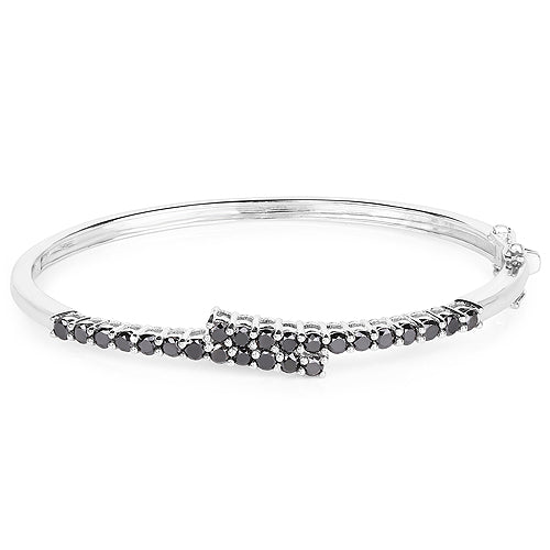 2.52 Carat Genuine Black Diamond .925 Sterling Silver Bangle Bids.com