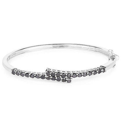 2.52 Carat Genuine Black Diamond .925 Sterling Silver Bangle Bids.com