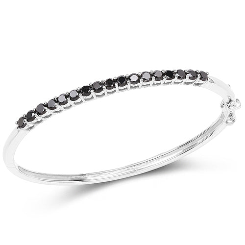 2.50 Carat Genuine Black Diamond .925 Sterling Silver Bangle Bids.com
