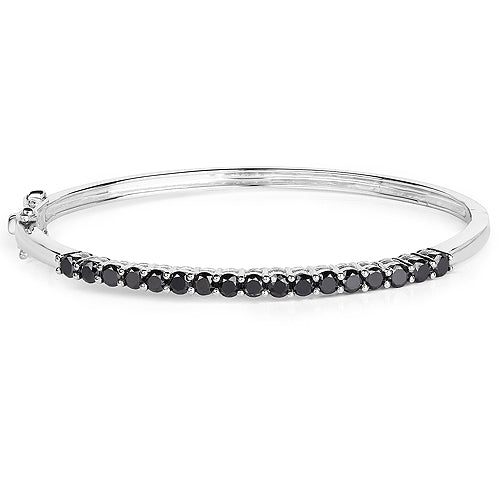 2.50 Carat Genuine Black Diamond .925 Sterling Silver Bangle Bids.com