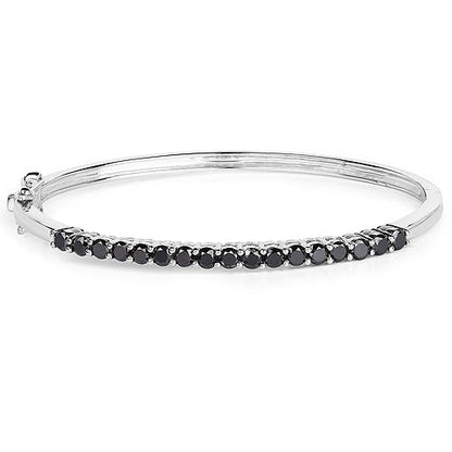 2.50 Carat Genuine Black Diamond .925 Sterling Silver Bangle Bids.com