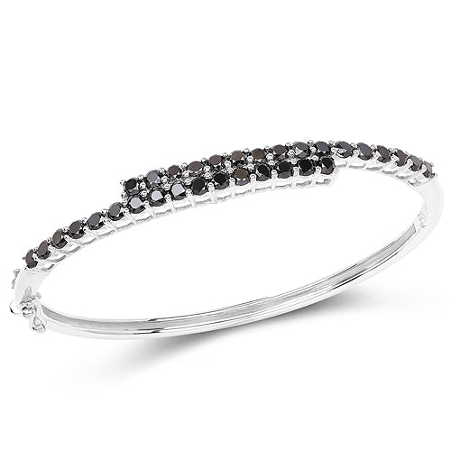 4.00 Carat Genuine Black Diamond .925 Sterling Silver Bangle Bids.com