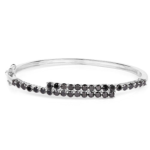 4.00 Carat Genuine Black Diamond .925 Sterling Silver Bangle Bids.com