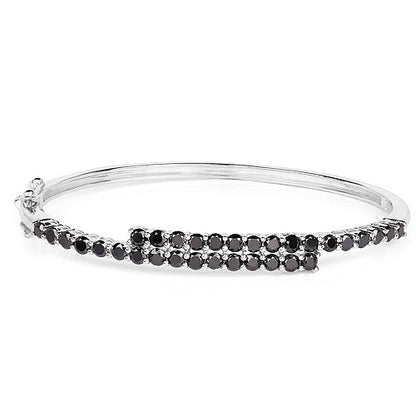 4.00 Carat Genuine Black Diamond .925 Sterling Silver Bangle Bids.com