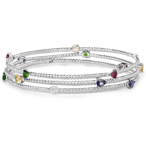 3.88 Carat Genuine Multi Stones .925 Sterling Silver Bracelet Bids.com