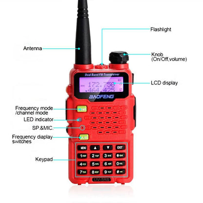 BAOFENG UV-5R5 Red Walkie Talkies DailySale