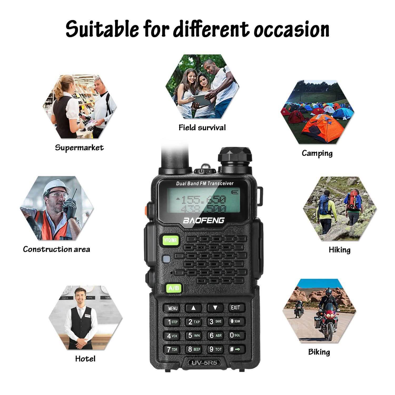 BAOFENG UV-5R5 VHF/UHF Dual Band Two Way Ham Radio Transceiver Walkie Talkie DailySale