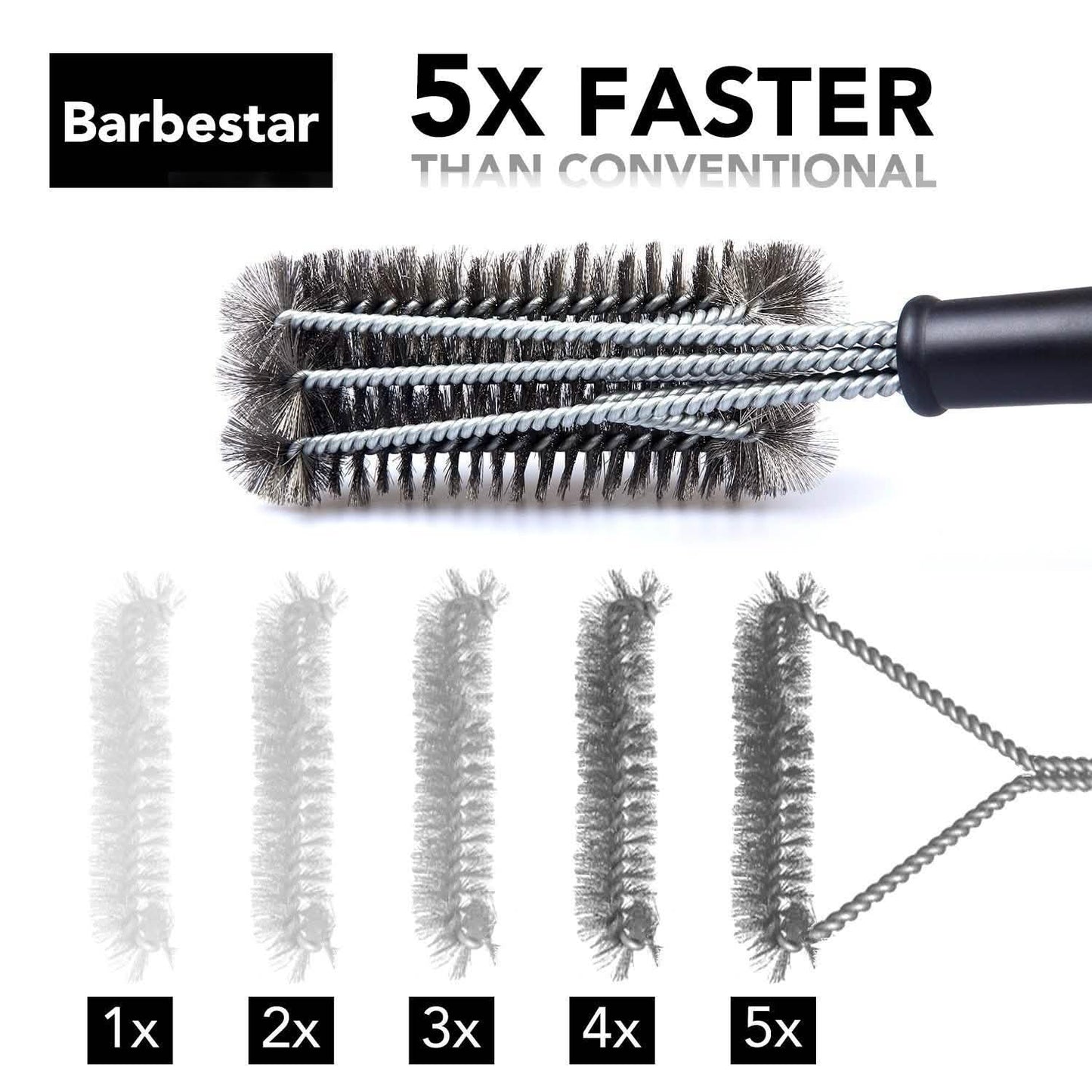 Barbestar 18" 3 in 1 Safe Barbecue Grill Brush Wire Bristles DailySale