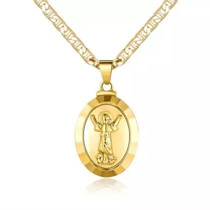 BARZEL 18K Gold Plated Jesus Child Pendant With Marina Necklace DailySale