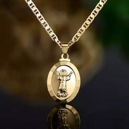 BARZEL 18K Gold Plated Jesus Child Pendant With Marina Necklace DailySale