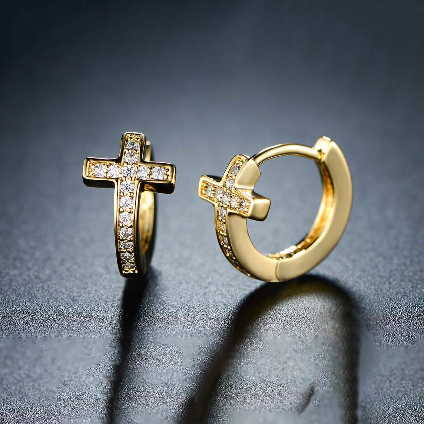 Barzel Crystal Cross Earrings Made with 18K Gold Plating and Swarovski Crystals DailySale