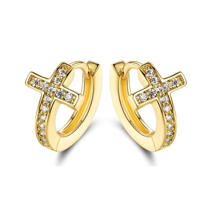Barzel Crystal Cross Earrings Made with 18K Gold Plating and Swarovski Crystals DailySale