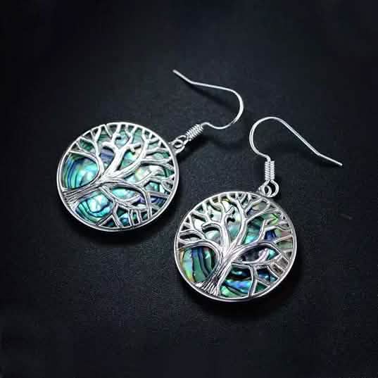 Barzel Tree of Life Drop Earrings with Abalone Pearl DailySale