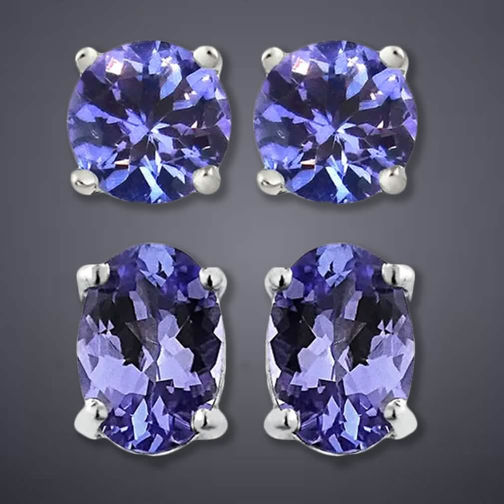 Genuine Tanzanite Round or Oval Shaped Studs DailySale