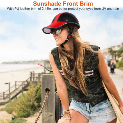 Baseball Cap Anti-UV Cycling Motorcycle Hat Leather Helmet DailySale
