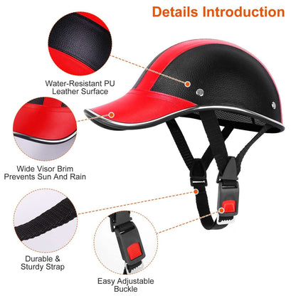 Baseball Cap Anti-UV Cycling Motorcycle Hat Leather Helmet DailySale