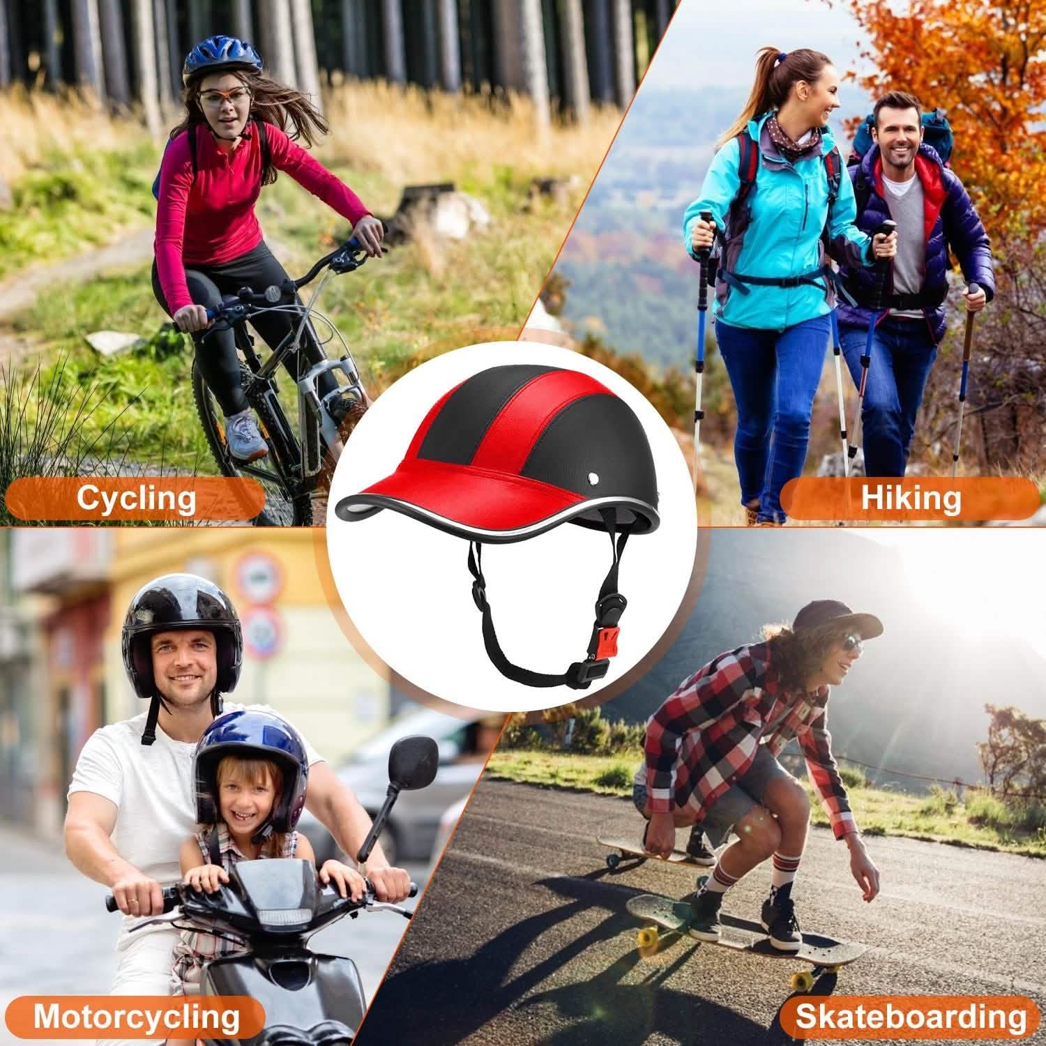Baseball Cap Anti-UV Cycling Motorcycle Hat Leather Helmet DailySale