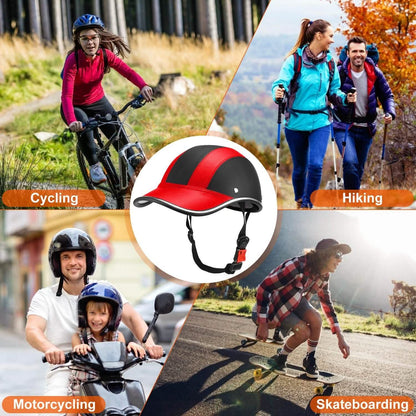 Baseball Cap Anti-UV Cycling Motorcycle Hat Leather Helmet DailySale