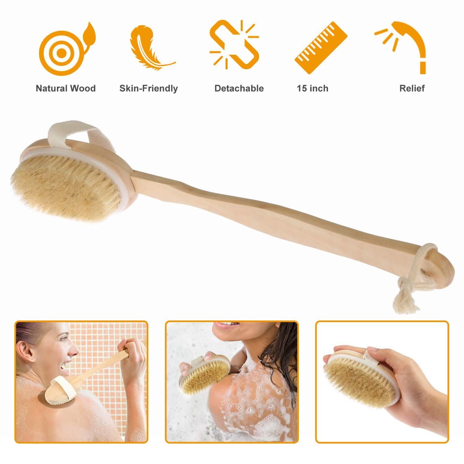 Bath Brush 15" Shower Body Back Scrubber DailySale
