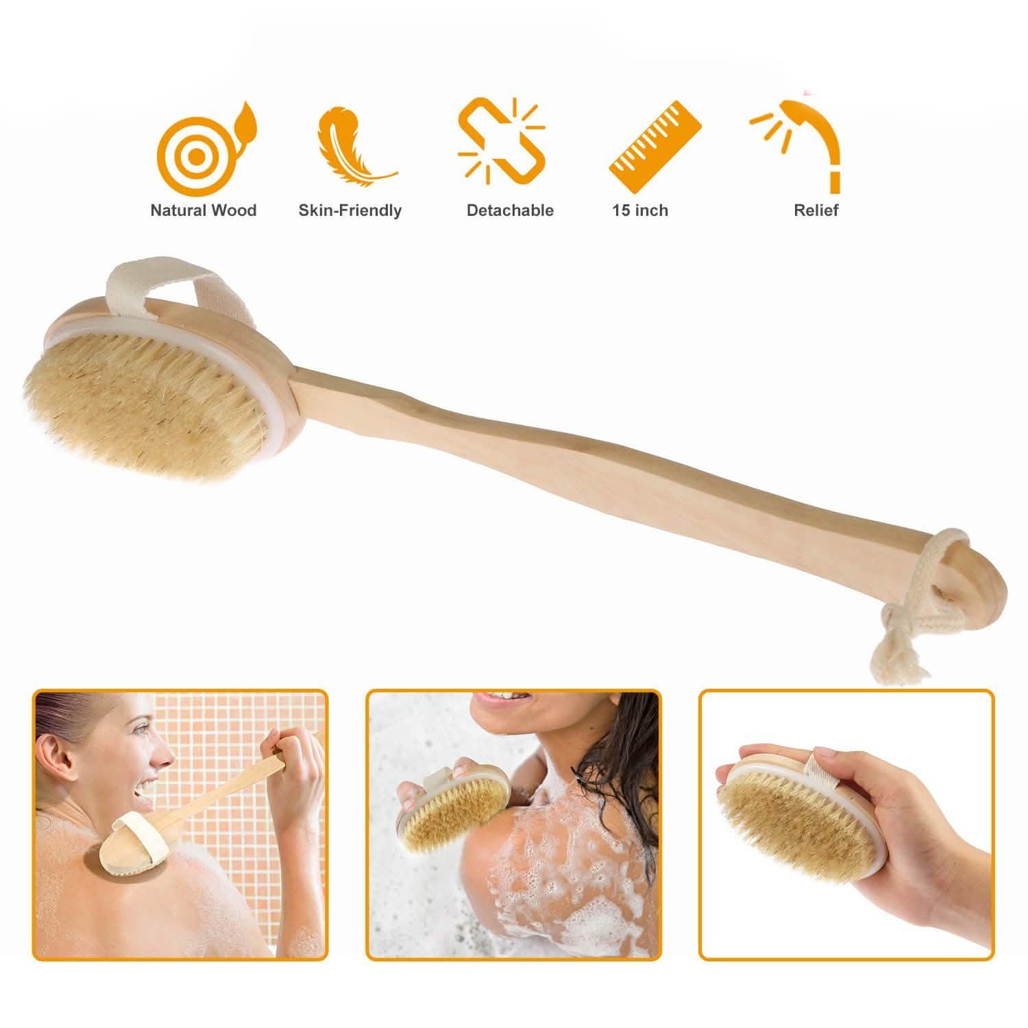 Bath Brush 15" Shower Body Back Scrubber DailySale