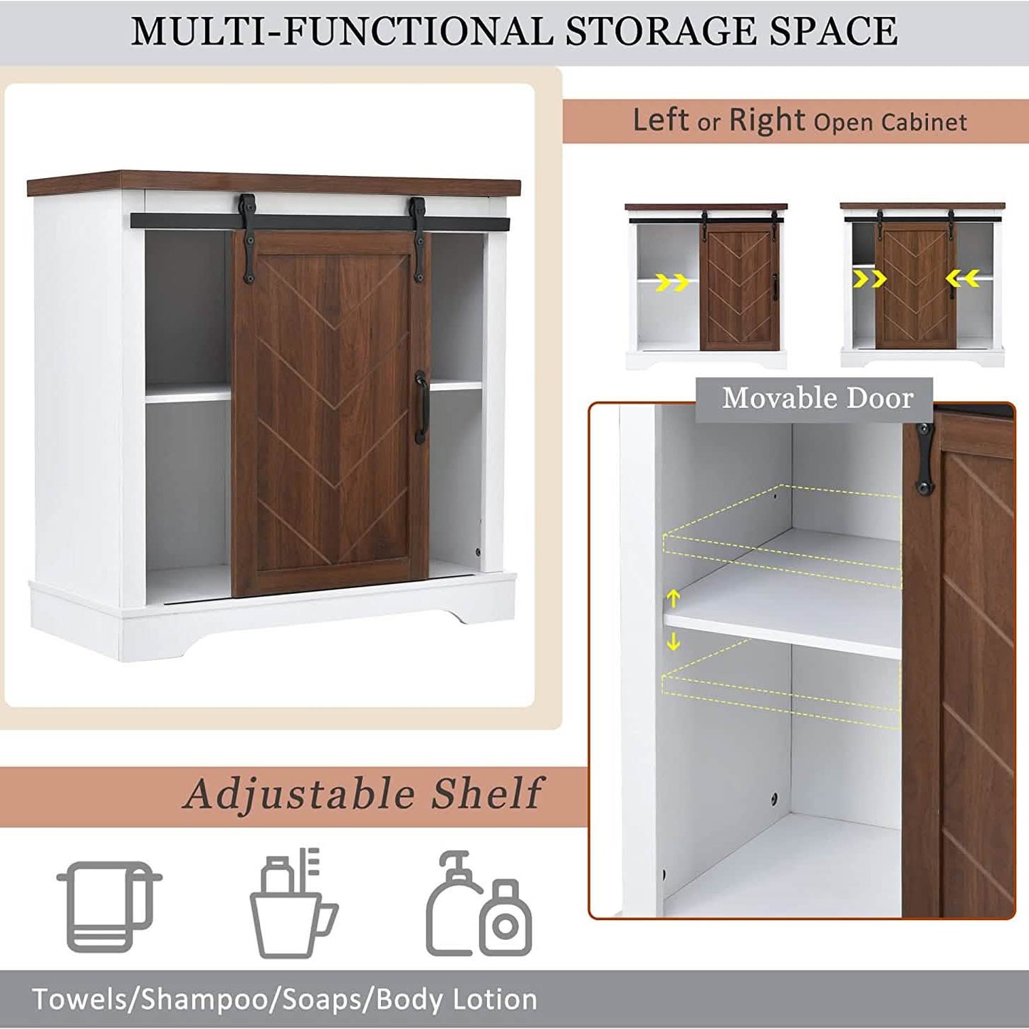 Bathroom Storage Cabinet with Adjustable Shelf DailySale