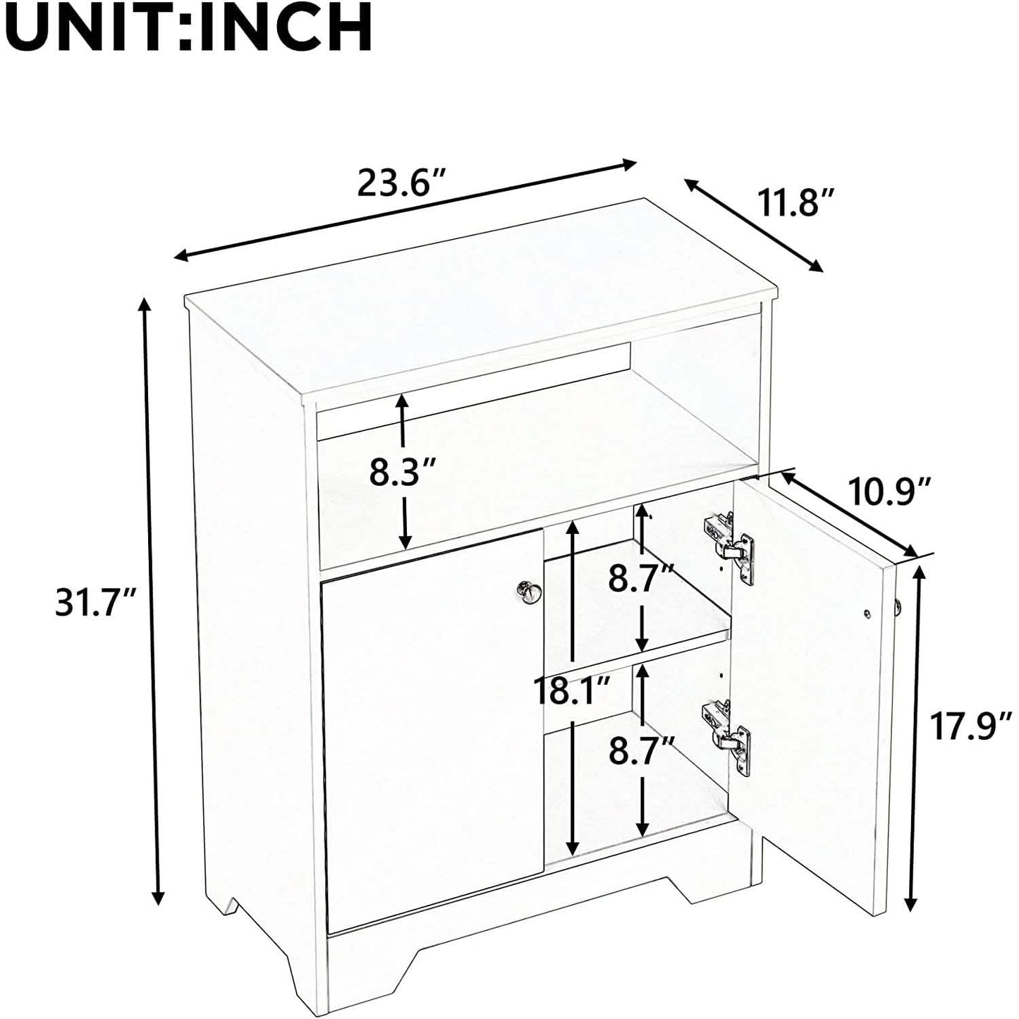 Bathroom Storage Cabinet with Two Doors and Adjustable Shelves DailySale