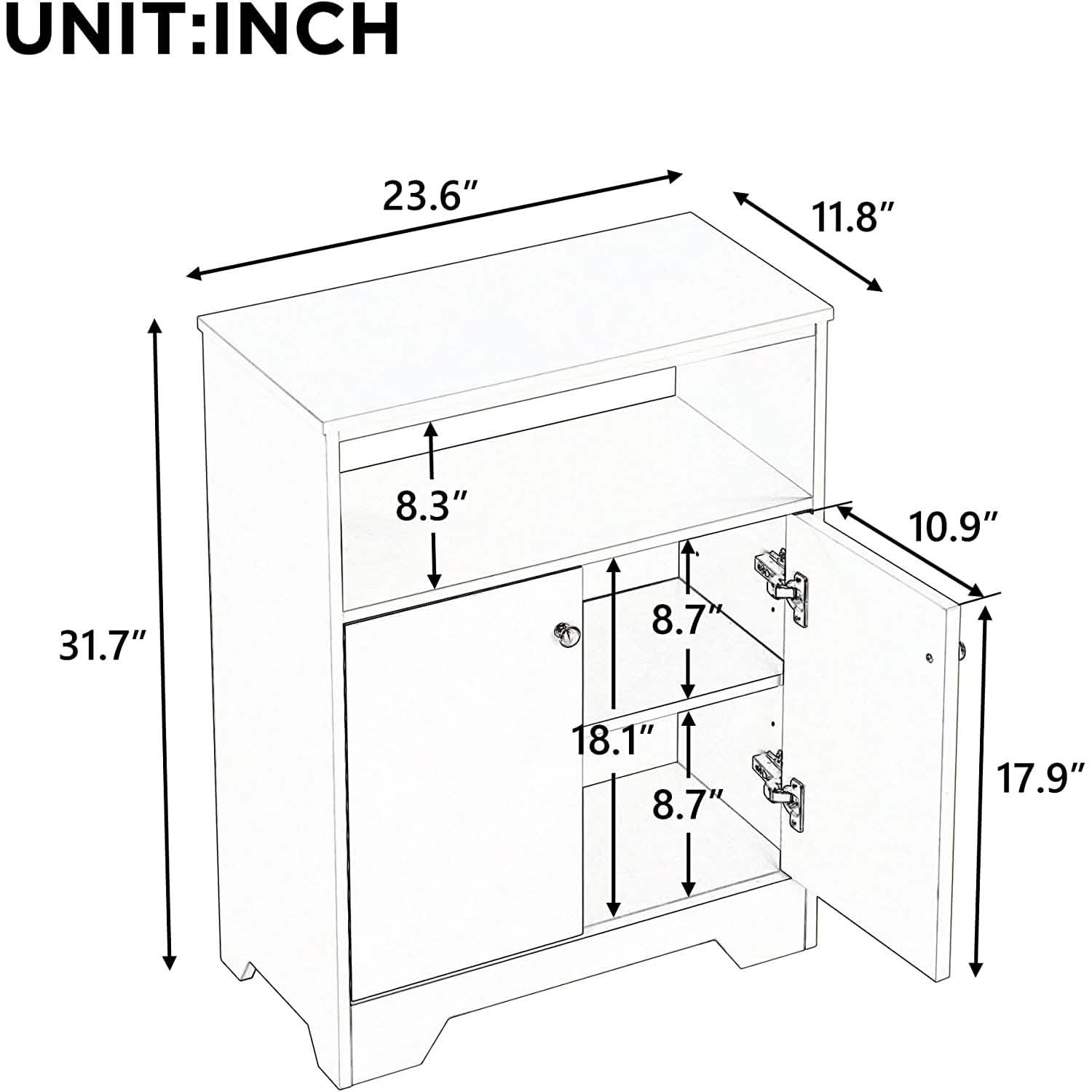 Bathroom Storage Cabinet with Two Doors and Adjustable Shelves DailySale