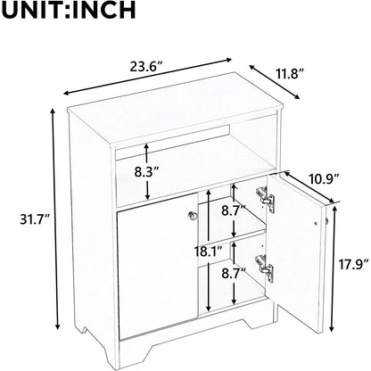 Bathroom Storage Cabinet with Two Doors and Adjustable Shelves DailySale