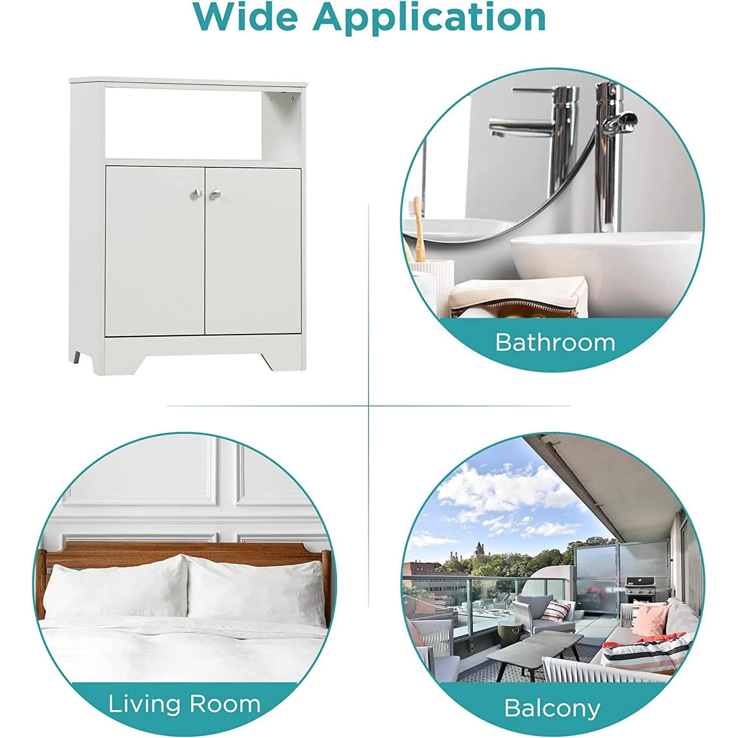 Bathroom Storage Cabinet with Two Doors and Adjustable Shelves DailySale