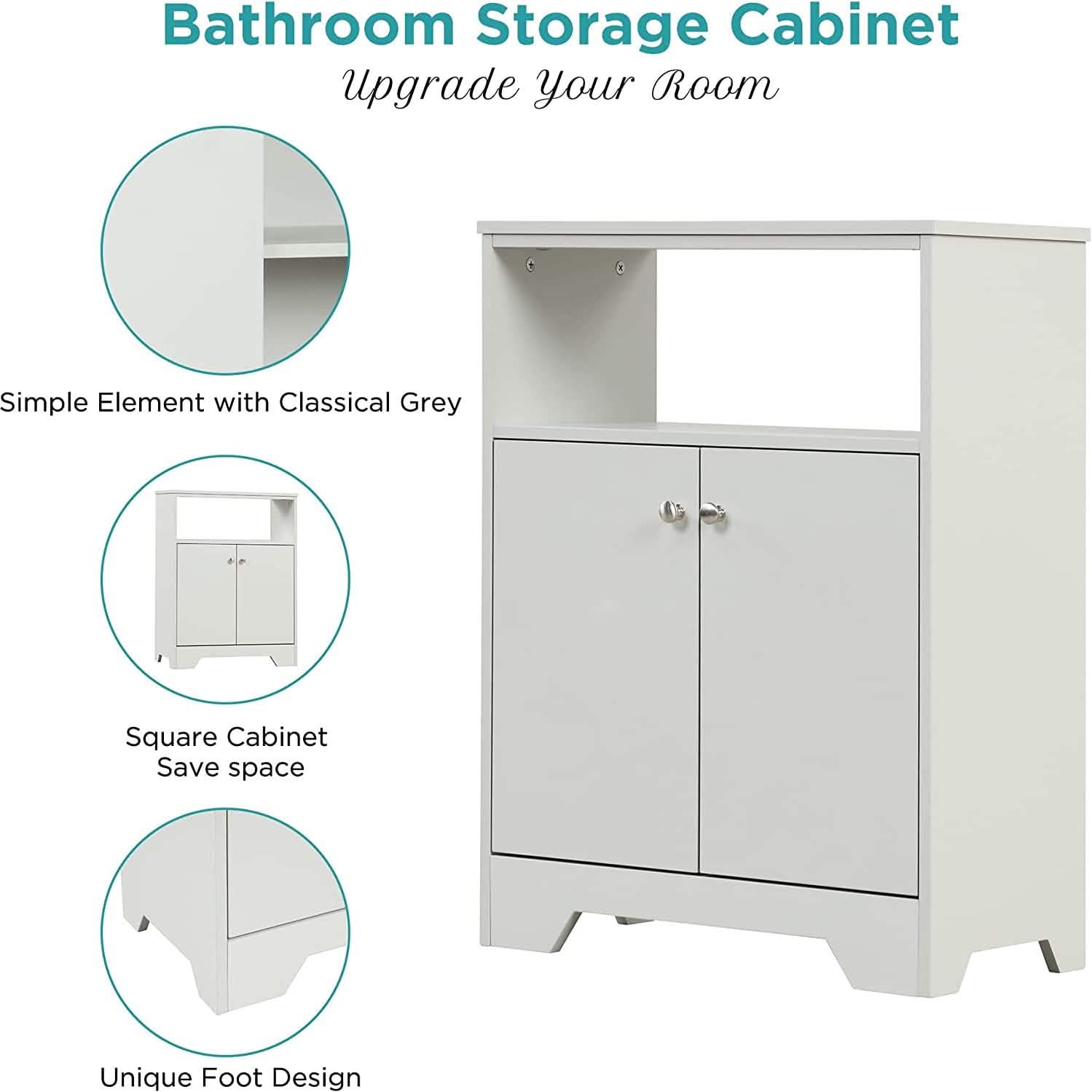 Bathroom Storage Cabinet with Two Doors and Adjustable Shelves DailySale