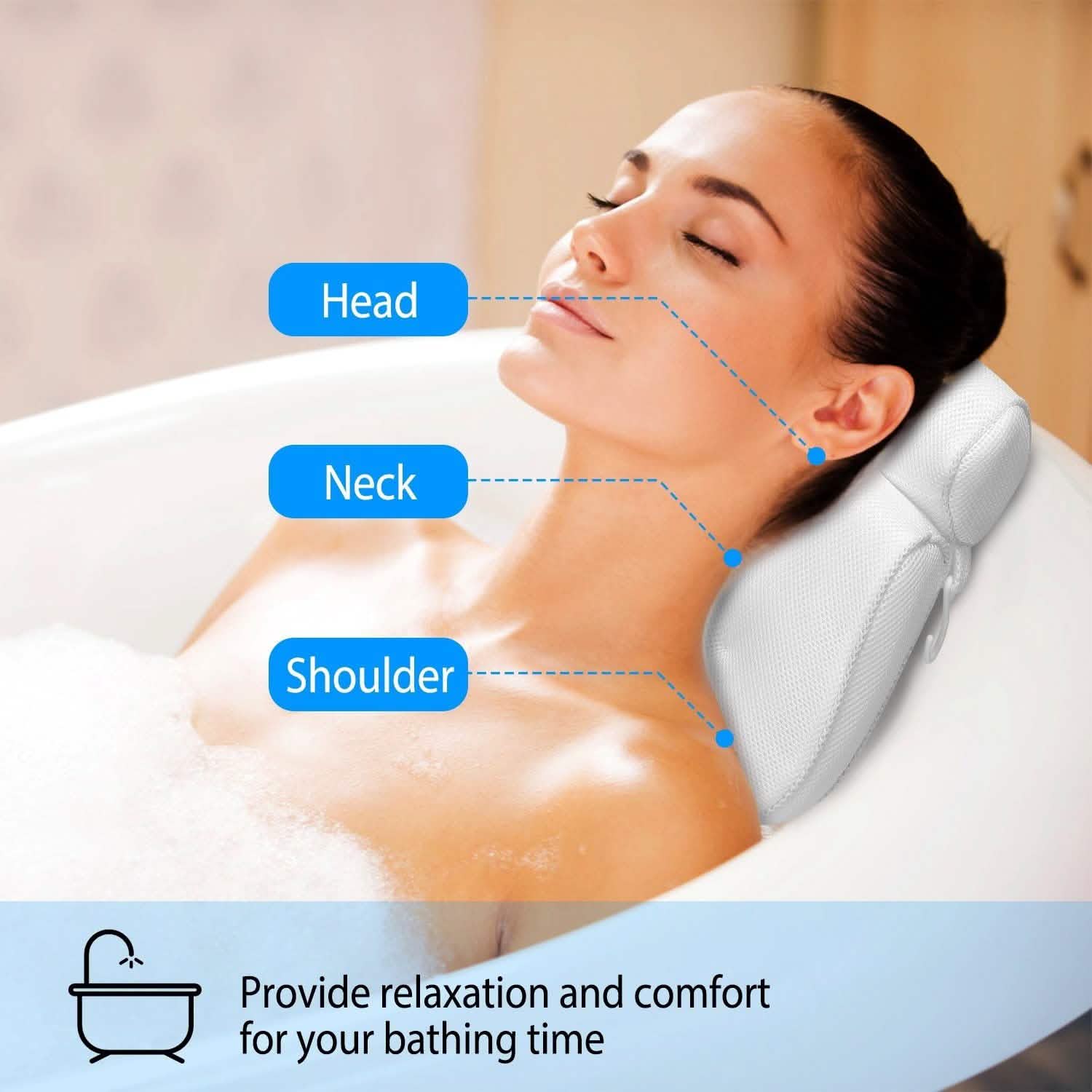 Bathtub Pillow Suction Cup Bath Pillow Air Mesh DailySale