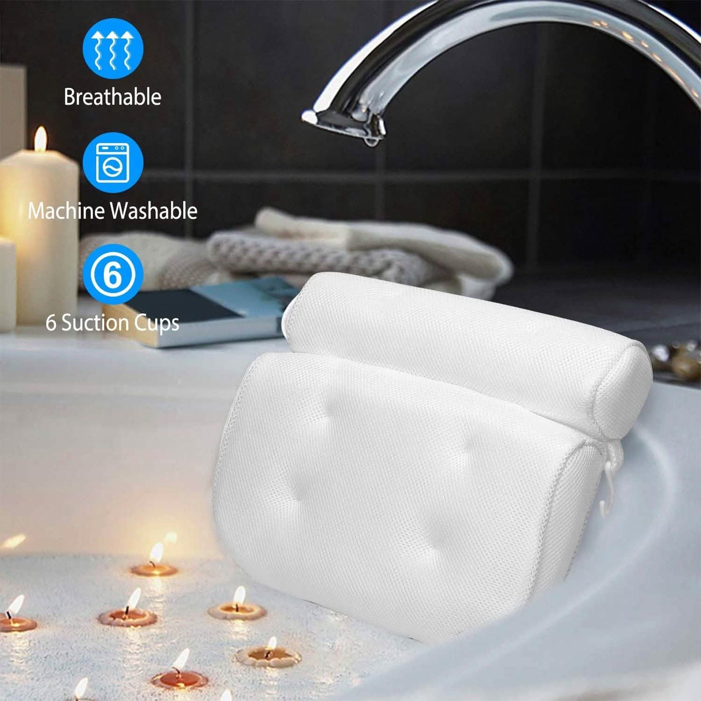 Bathtub Pillow Suction Cup Bath Pillow Air Mesh DailySale