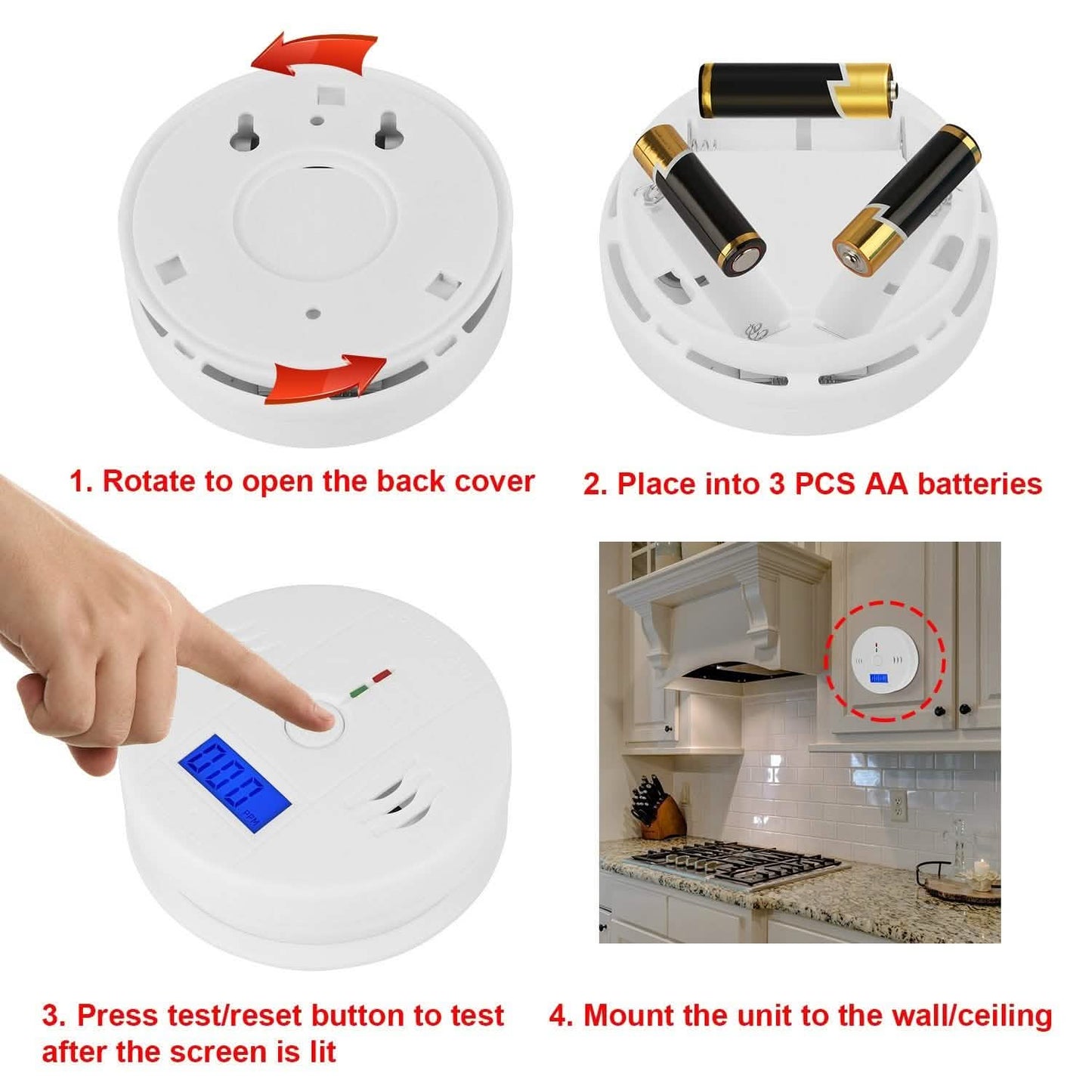 Battery Operated Carbon Monoxide Sensor Alarm DailySale