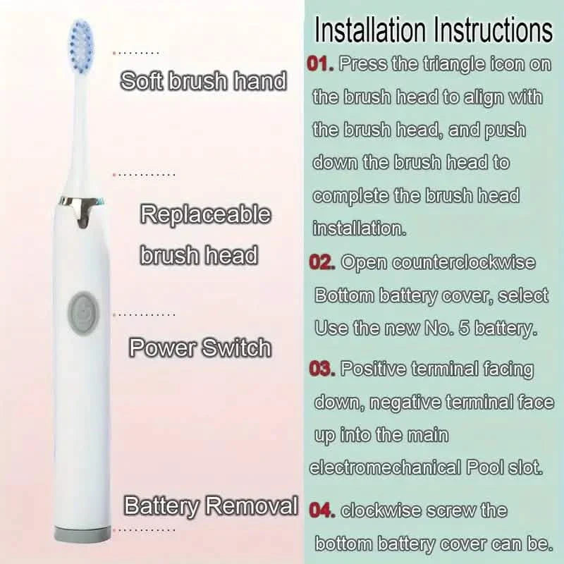 Battery Operated Toothbrush Kit with 6 Soft Bristles DailySale