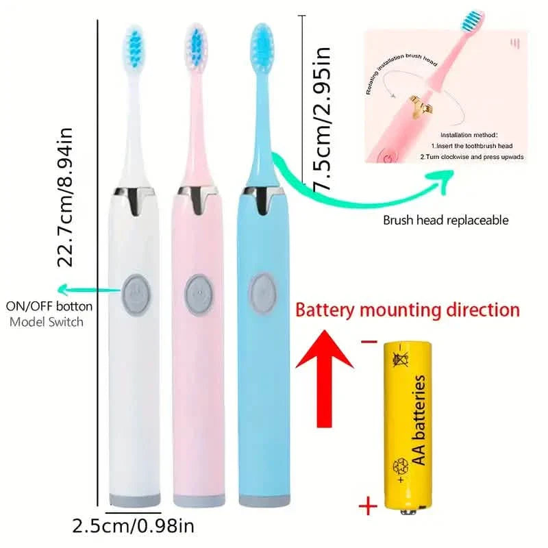 Battery Operated Toothbrush Kit with 6 Soft Bristles DailySale